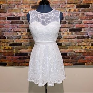 White Lace Short Cocktail Casual Church Fancy Classy Flower Summer Spring Dress